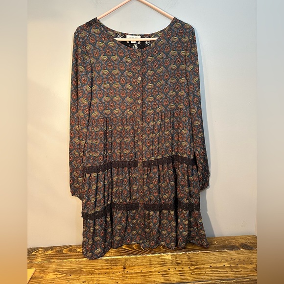 Taylor & Sage Dresses & Skirts - NWT Taylor & Sage Womens Floral Print Button Front Long Sleeve Dress Size Large